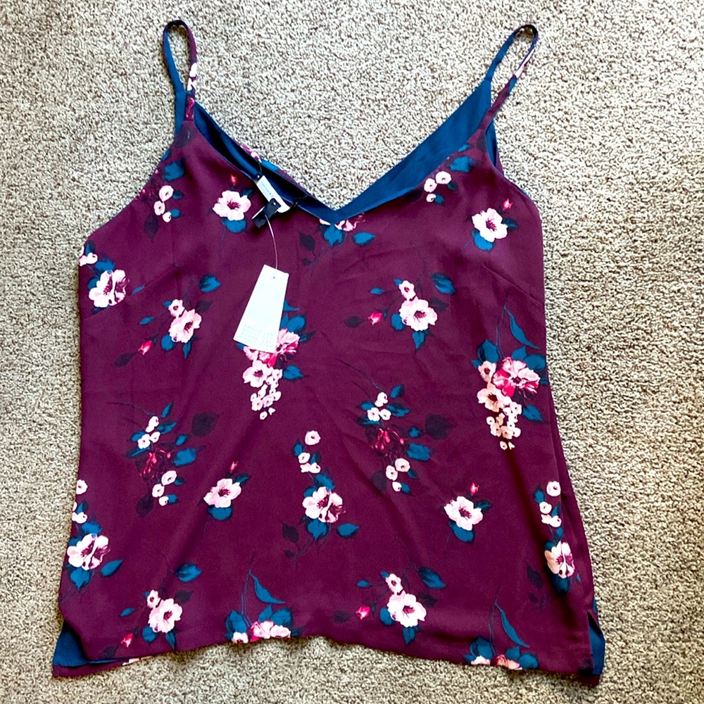 NWT New White House Black Market reversible cami top floral/black Sz XL